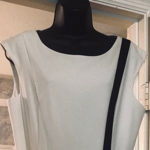 Calvin Klein White Sheath Dress trimmed in Black